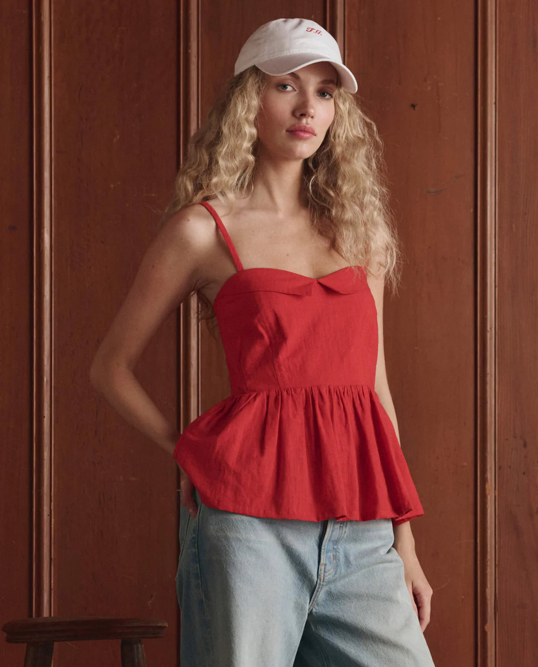 The Great. The Verse Top in Hot Red or Black