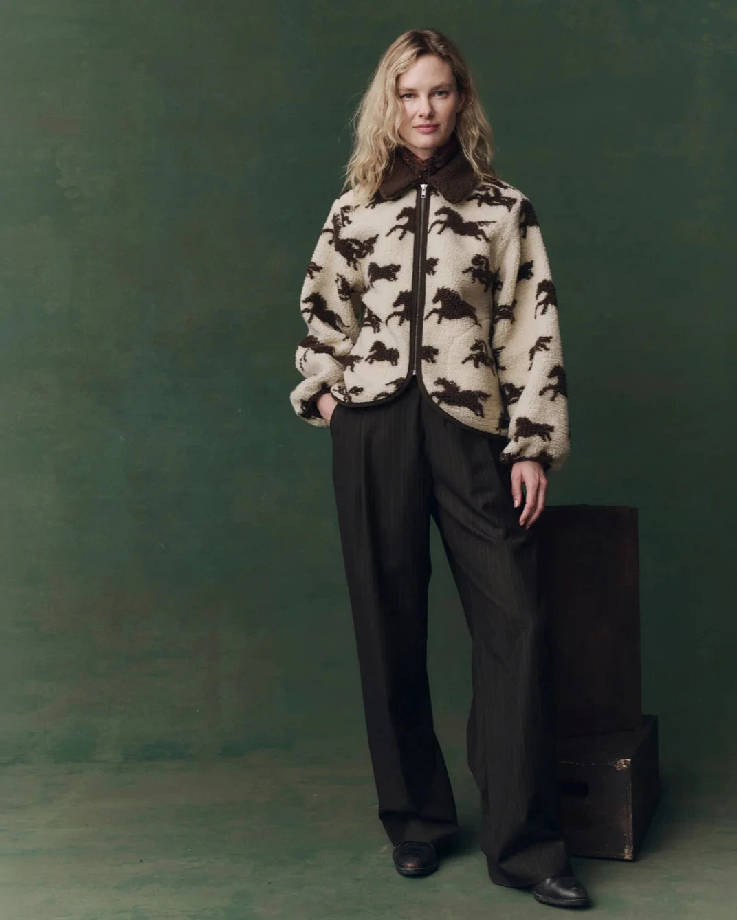 The Great. The Pasture Jacket in Cream with Hickory
