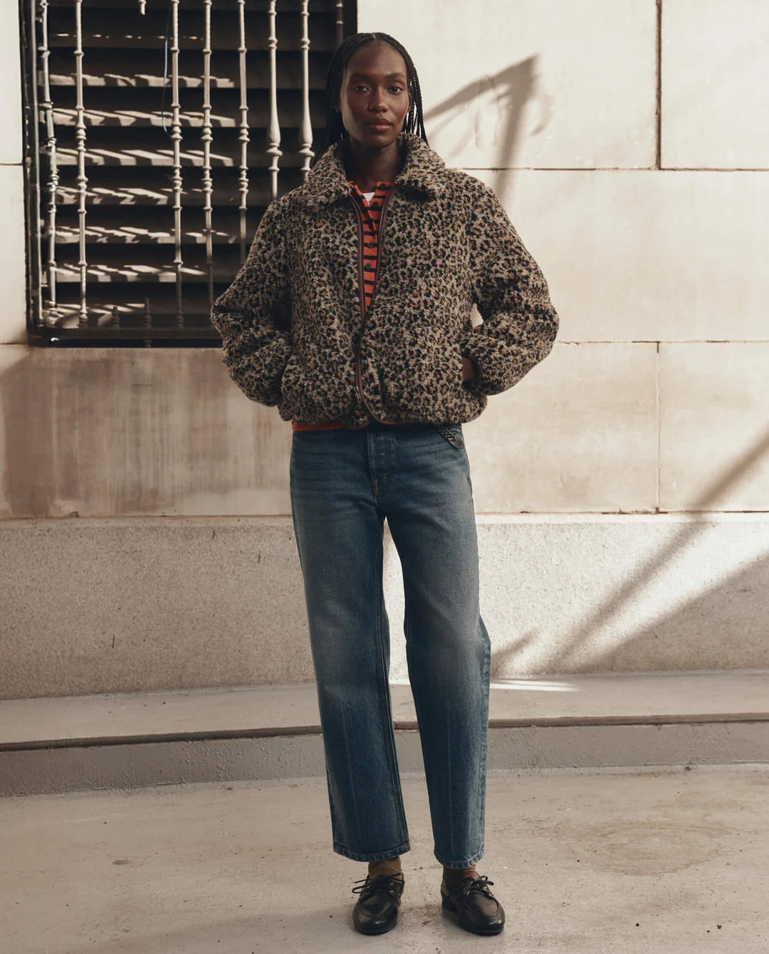 The Great. The Vail Jacket in Tan Leopard