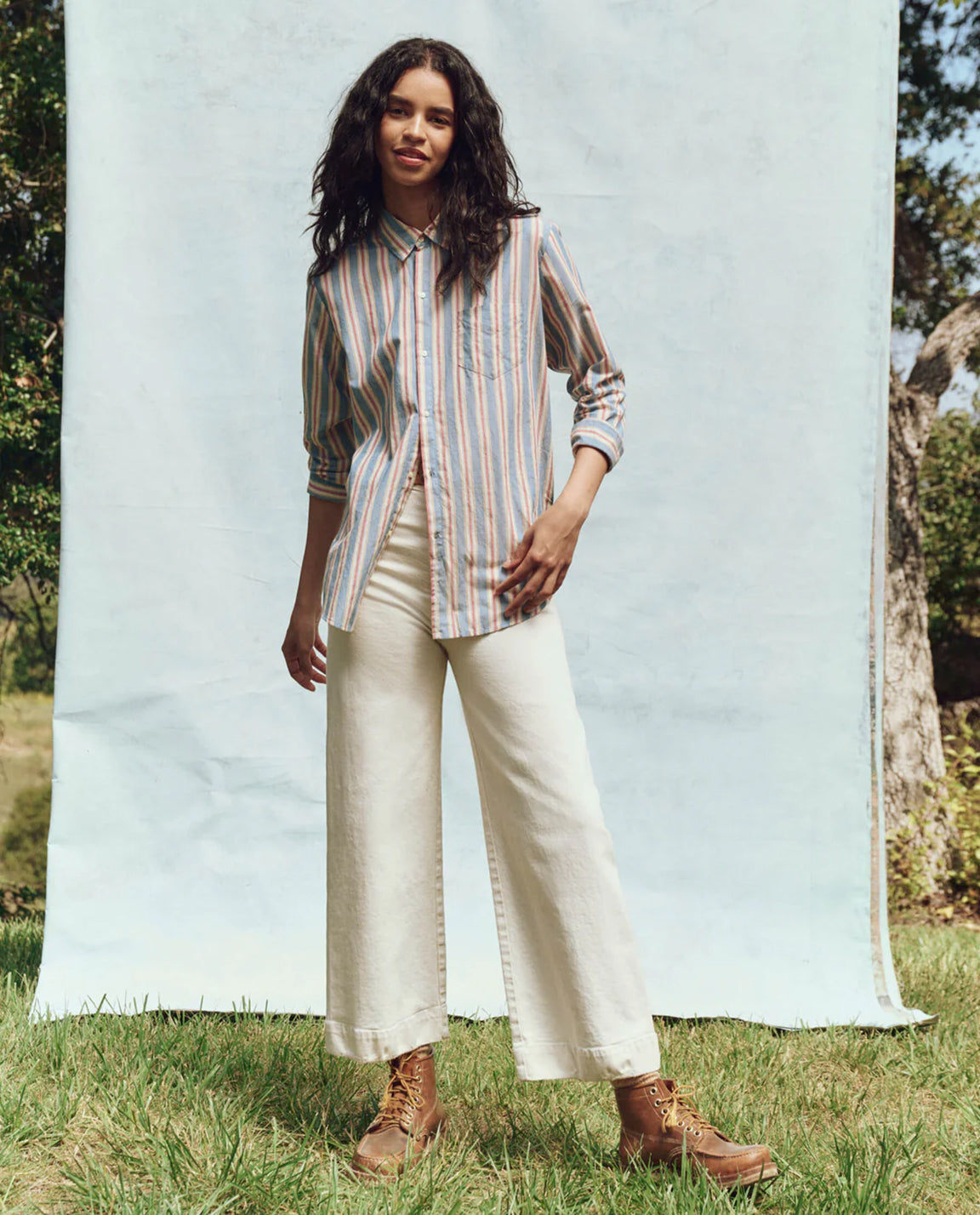 The Great. Post Top in Blue Frontier Stripe