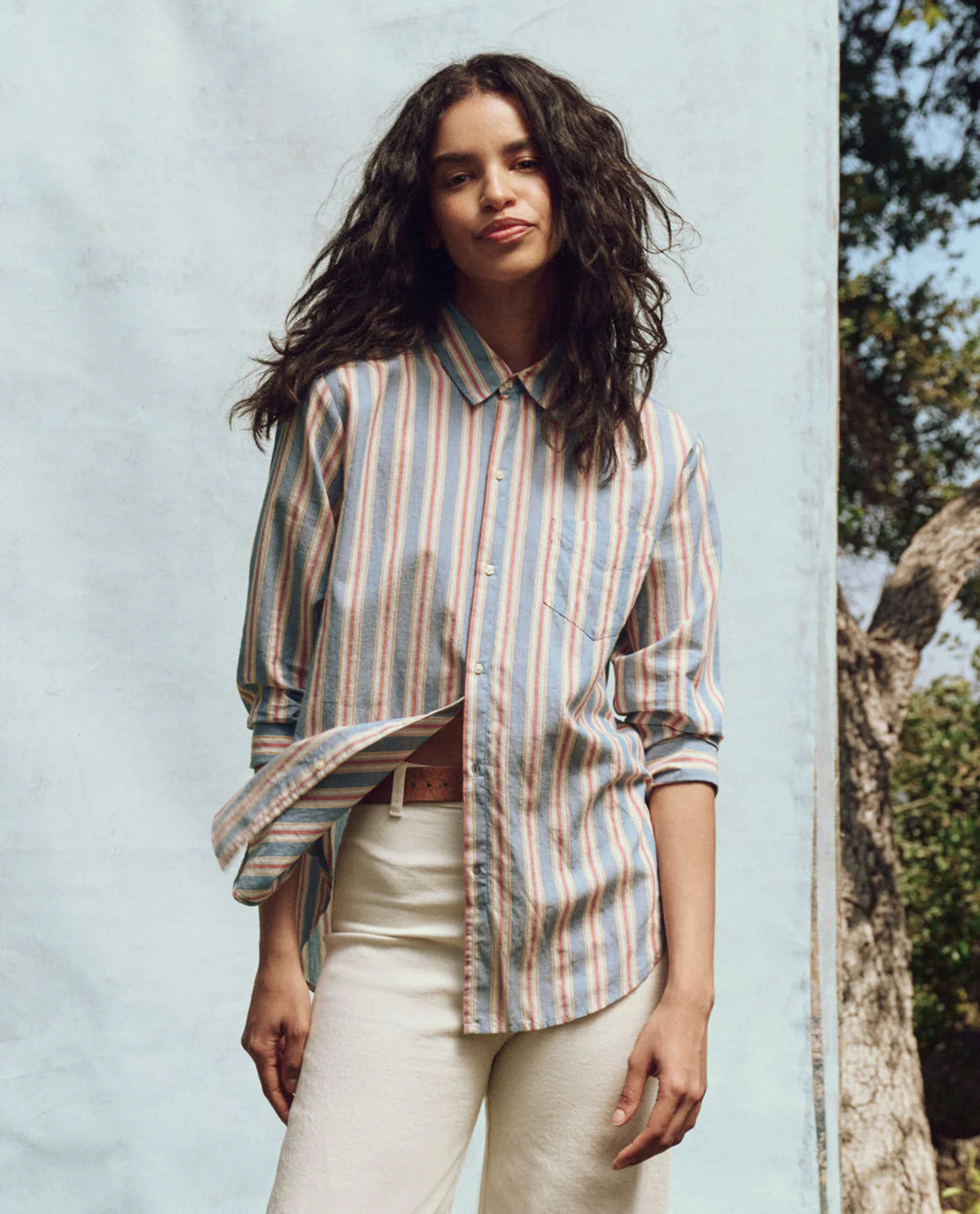 The Great. Post Top in Blue Frontier Stripe