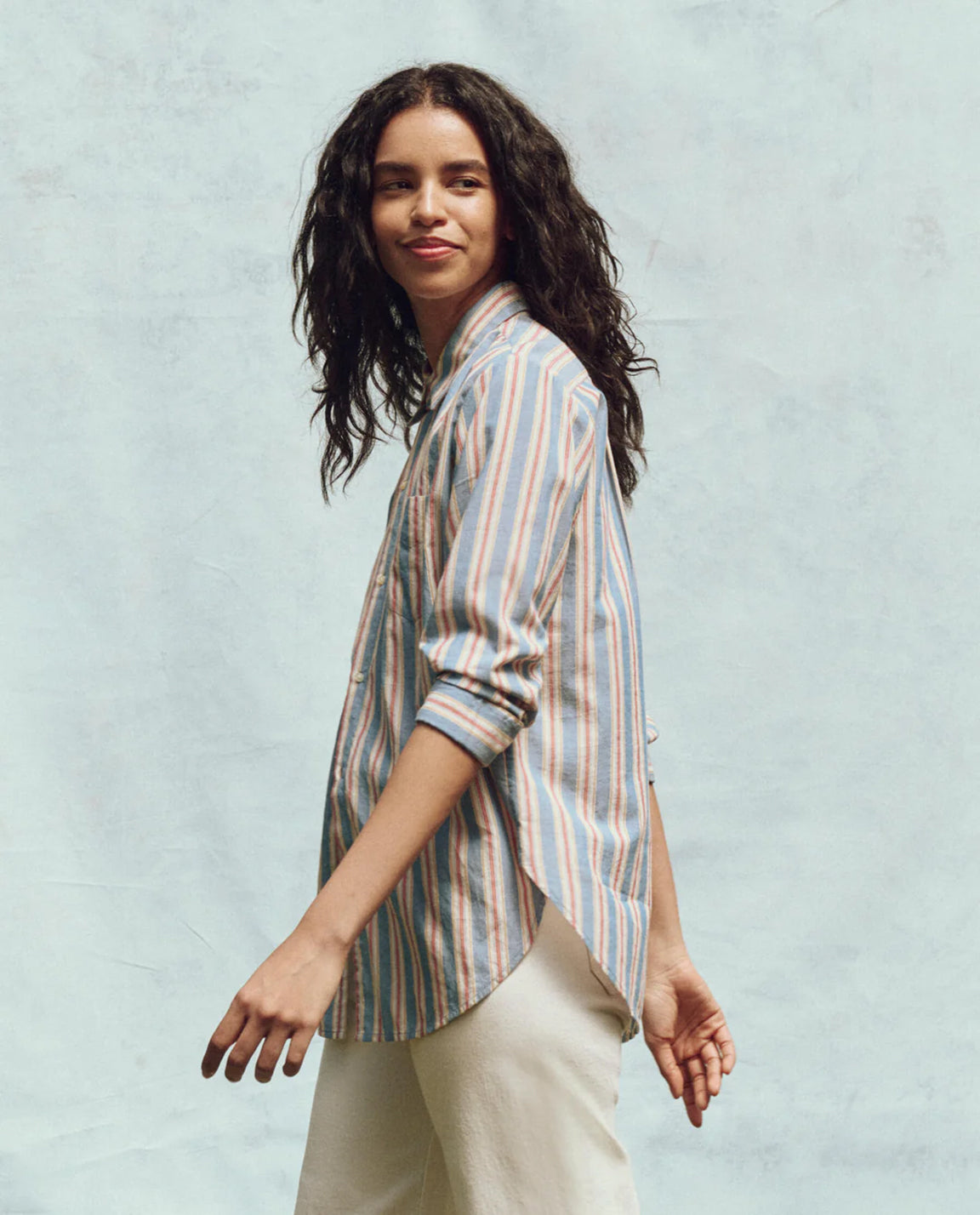 The Great. Post Top in Blue Frontier Stripe
