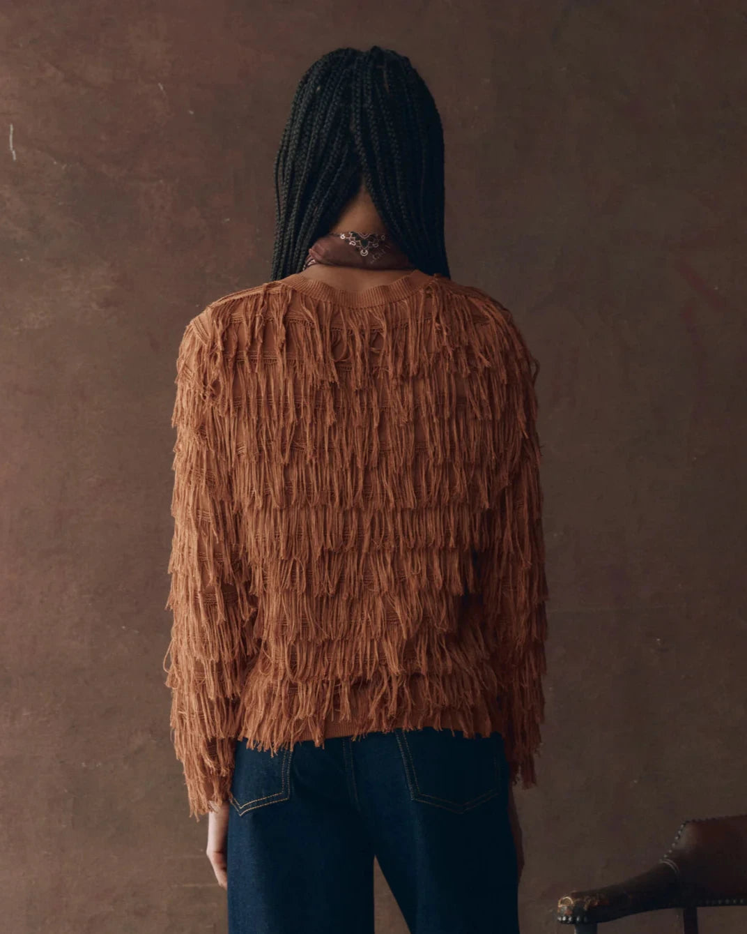 The Great. The Fringe Cardigan in Bronze