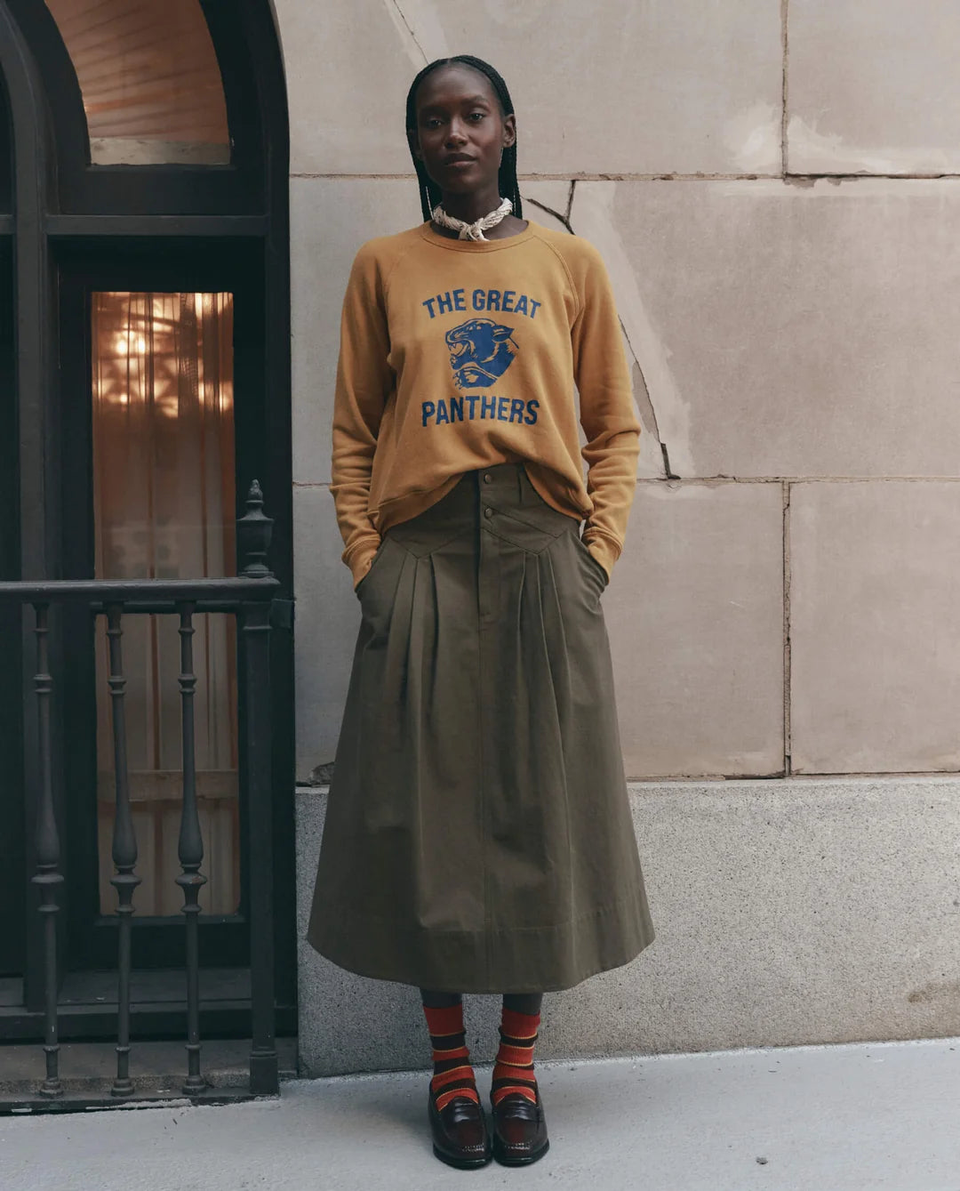 The Great. The Fleece Rookie Sweatshirt With Growling Panther Mustard