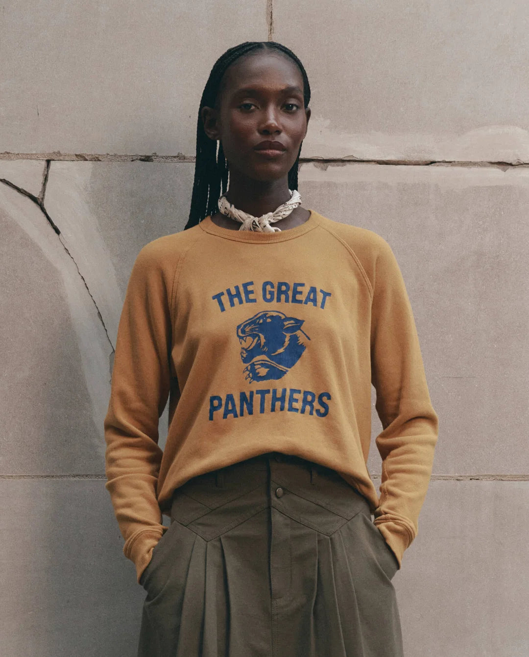 The Great. The Fleece Rookie Sweatshirt With Growling Panther Mustard
