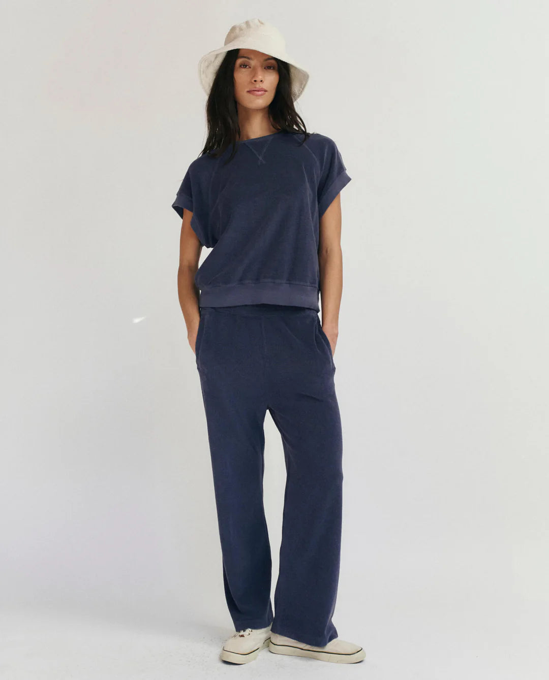 The Great. The Micro Terry Wedge Sweatshirt In Vintage Blue