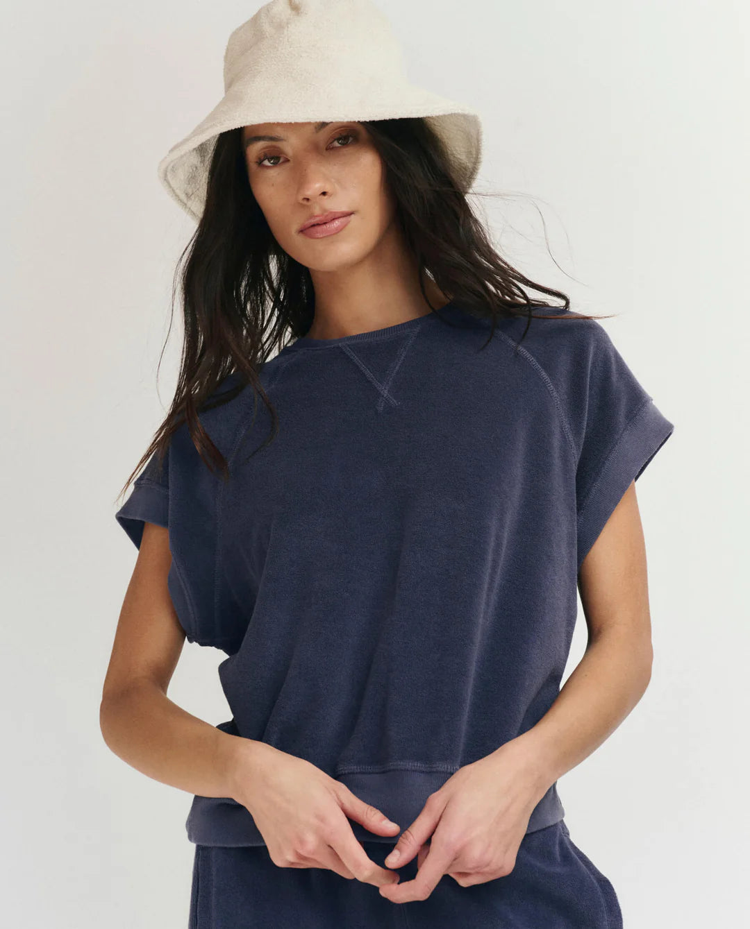 The Great. The Micro Terry Wedge Sweatshirt In Vintage Blue
