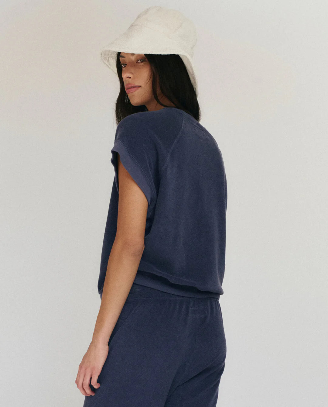 The Great. The Micro Terry Wedge Sweatshirt In Vintage Blue