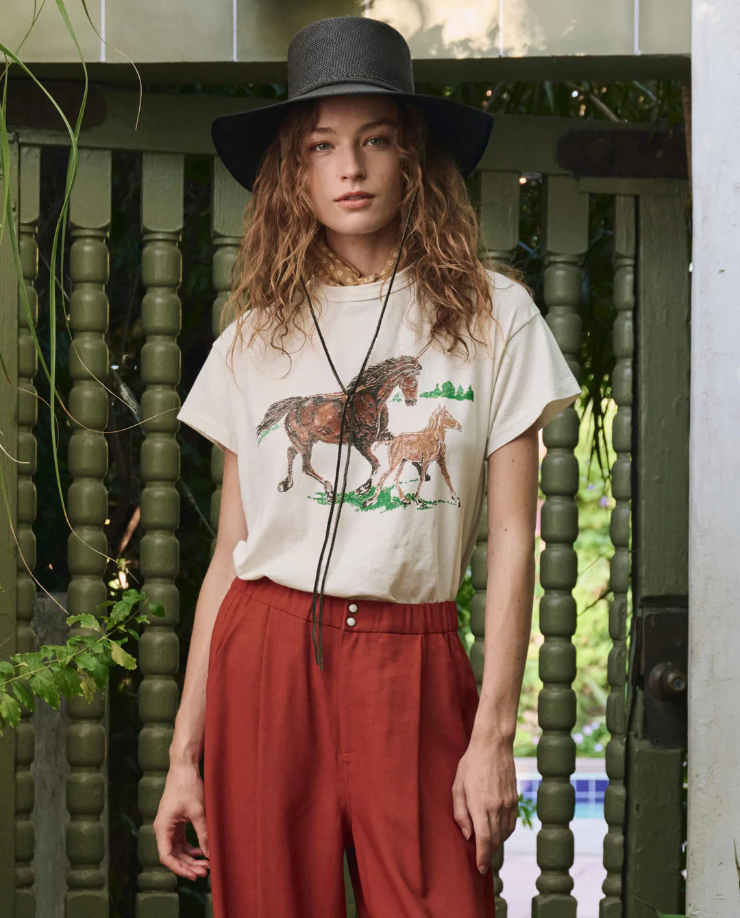 The Great. The Boxy Crew with Running Horses in Washed White
