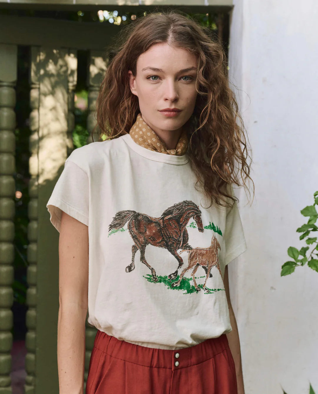The Great. The Boxy Crew with Running Horses in Washed White