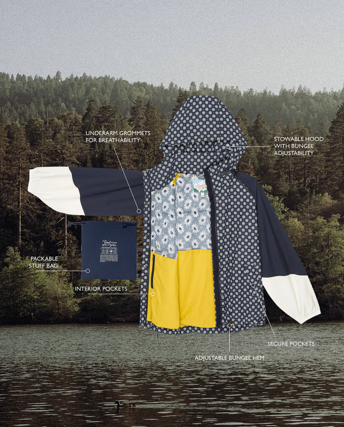The Great. The Crestline Full-Zip in Microdaisy Colorblock