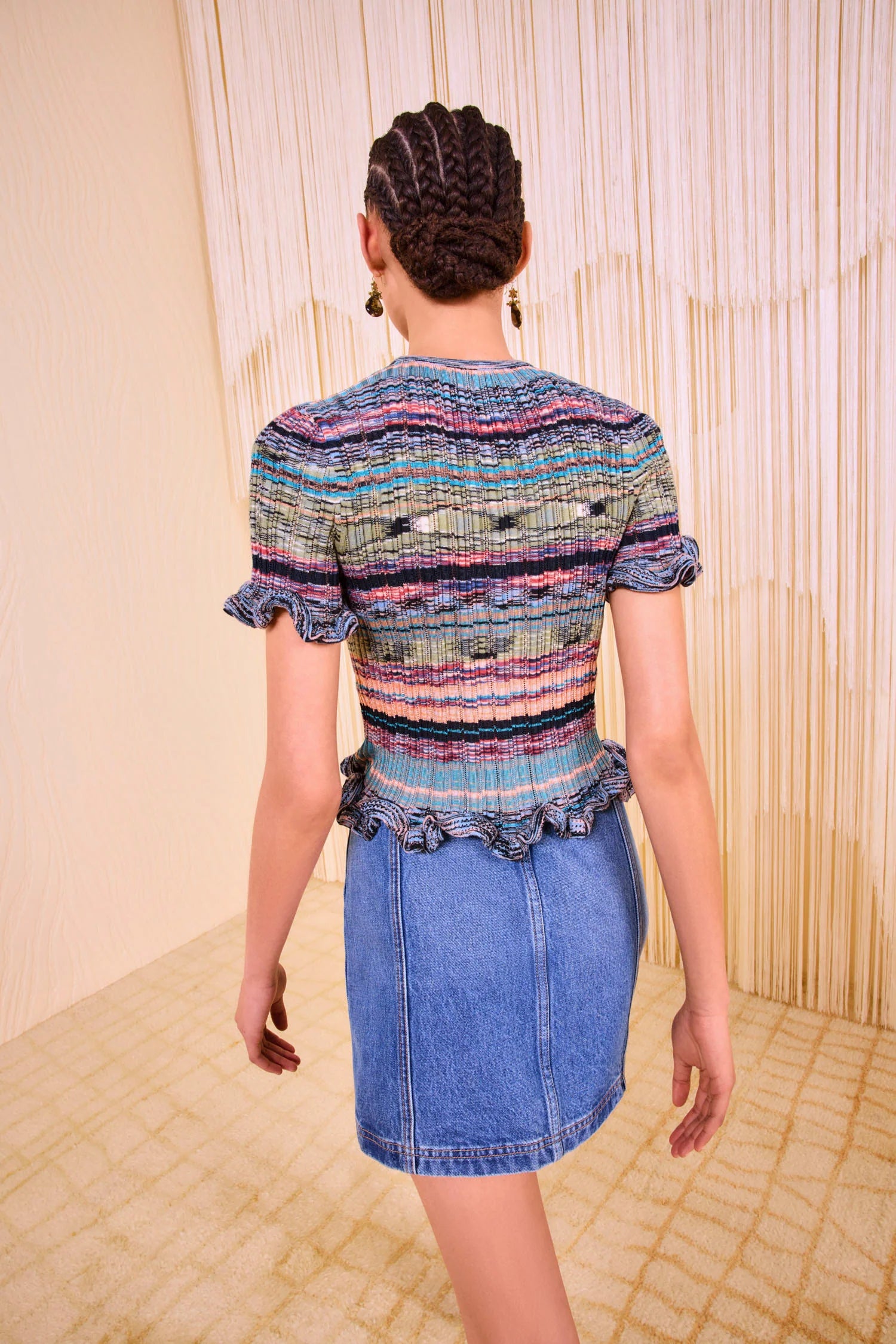 Ulla Johnson Miya Short Sleeve Knit Top in Azurite