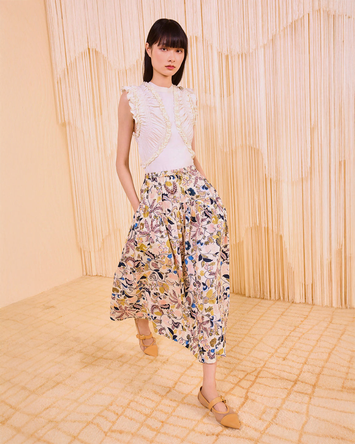 Ulla Johnson Rosen Tie Waist Skirt In Magnolia