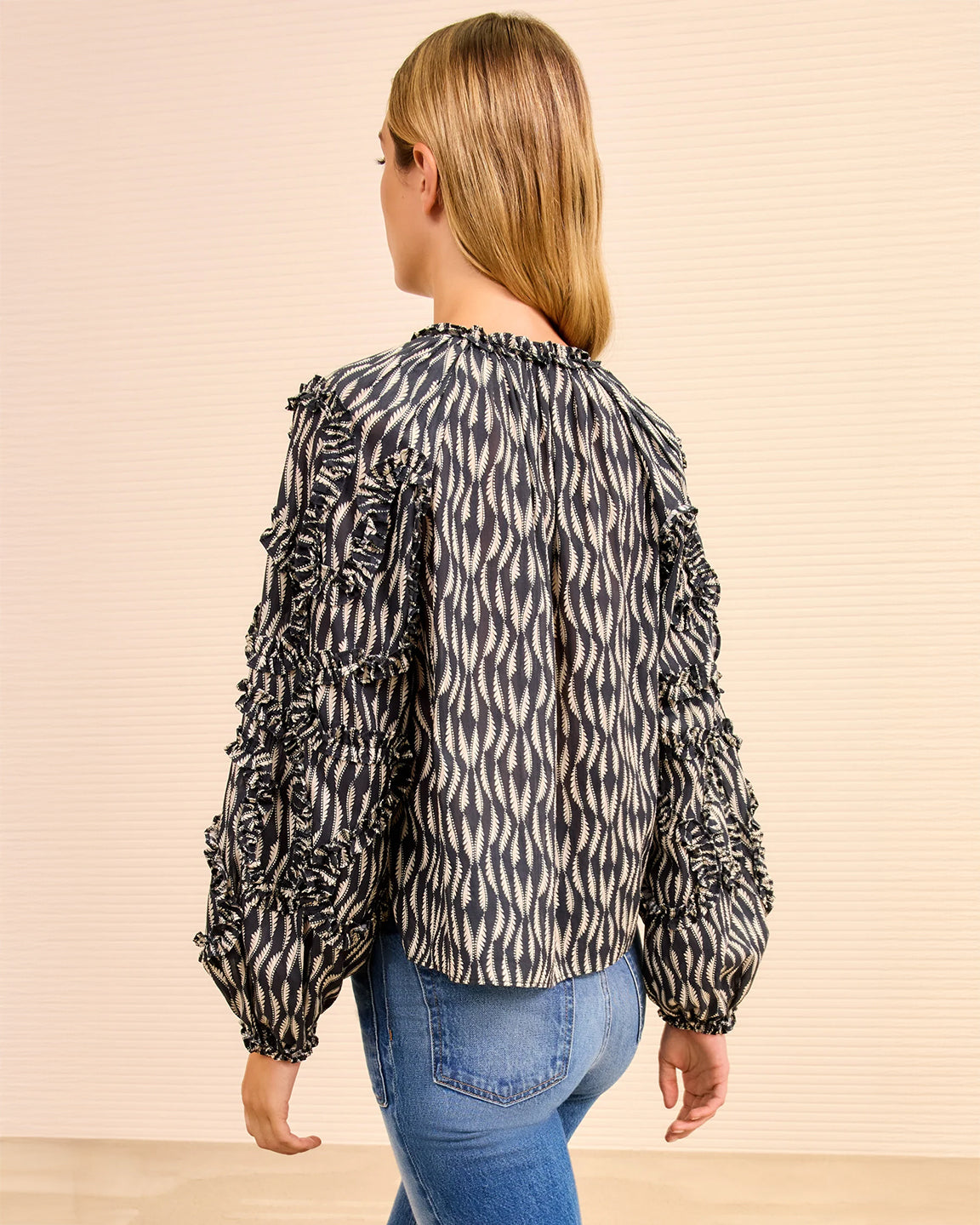 Ulla Johnson Azrou Cotton Long Sleeve Blouse in Graphite