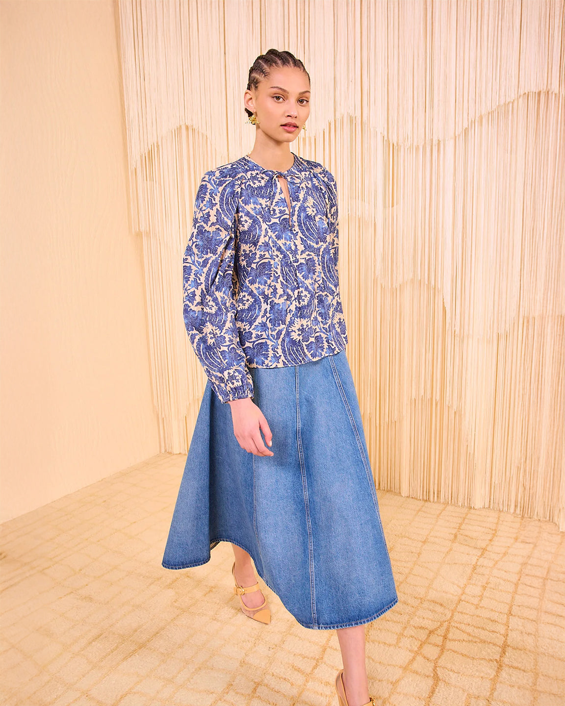 Ulla Johnson Brea Long Sleeve Blouse in Ciel