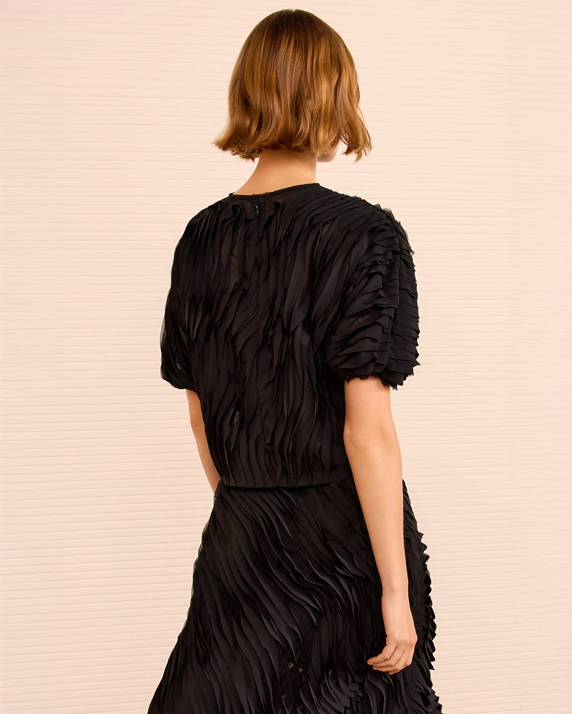 Ulla Johnson Vayda Short Sleeve Top in Noir