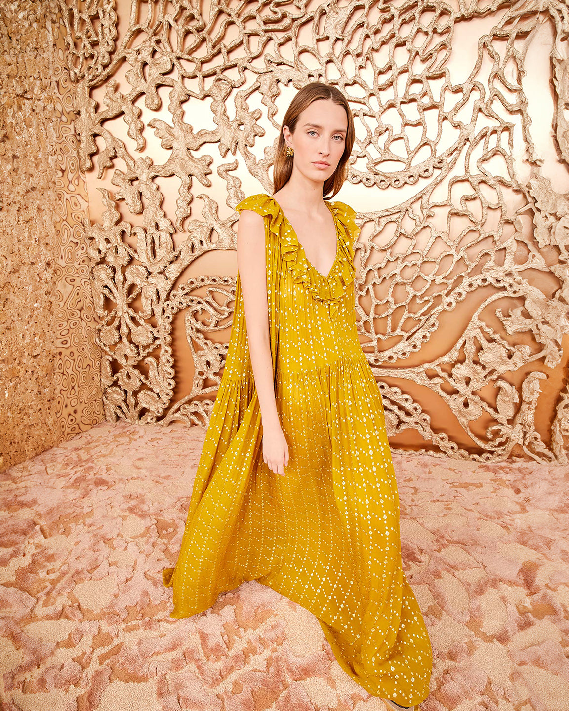 Ulla Johnson Audelia Gown in Dotted Lurex Crinkle