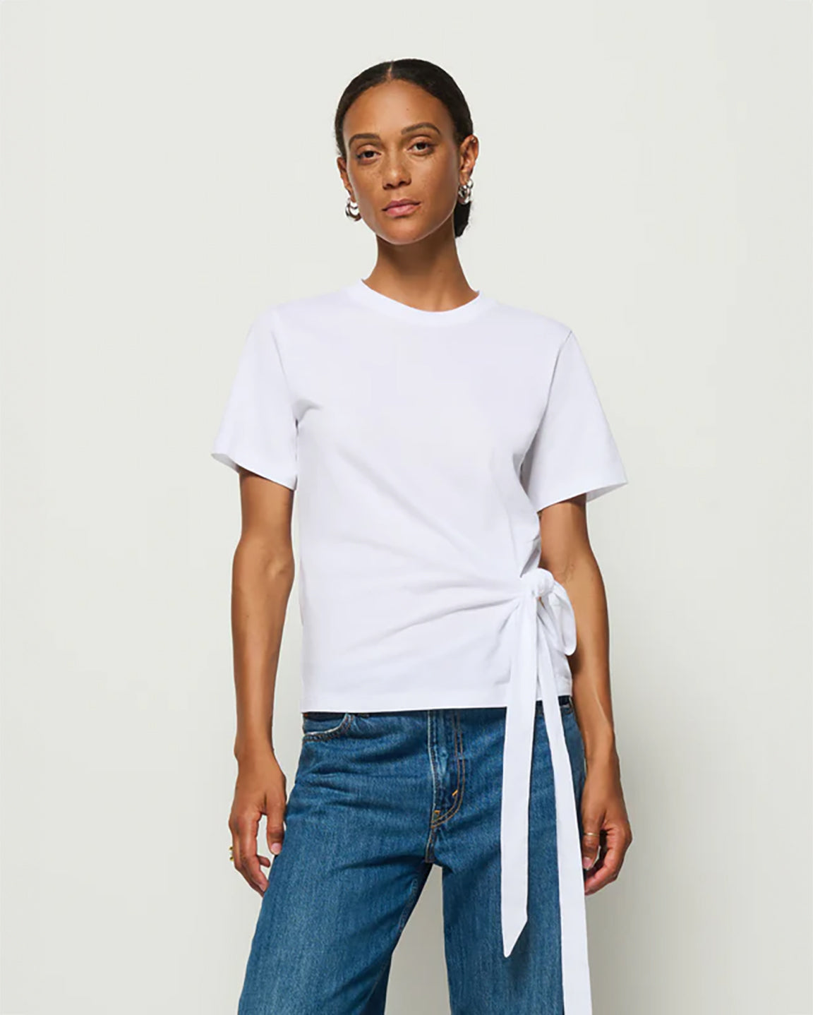 Nation Vincent Side Tie T-Shirt in White