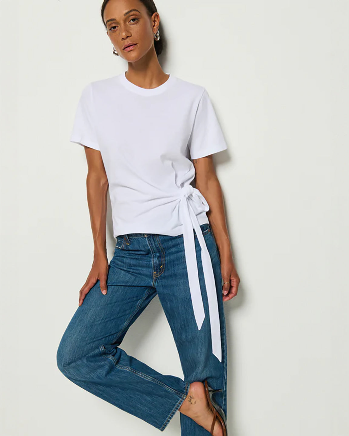 Nation Vincent Side Tie T-Shirt in White
