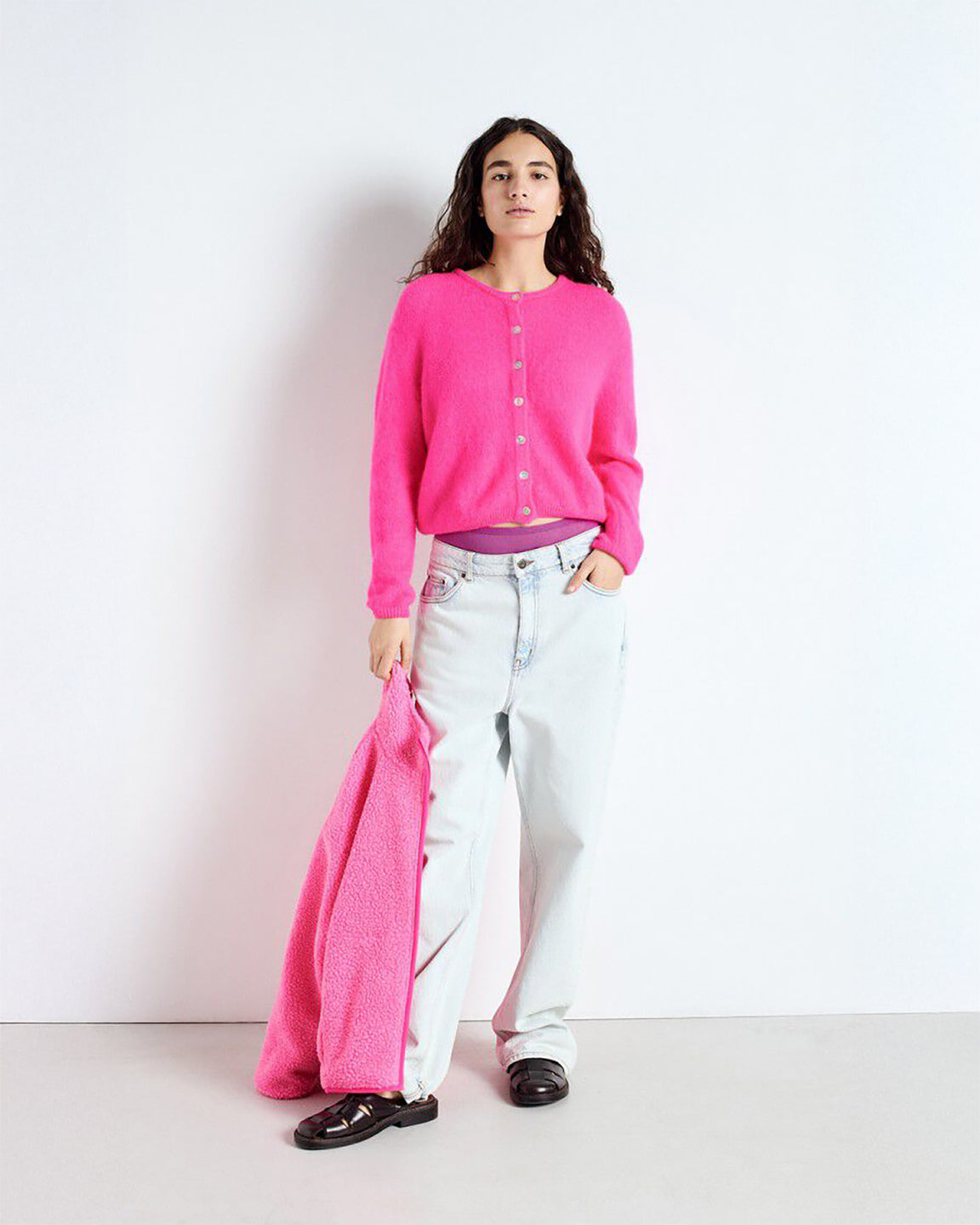American Vintage Cardigan Vitow in Rose Florescent