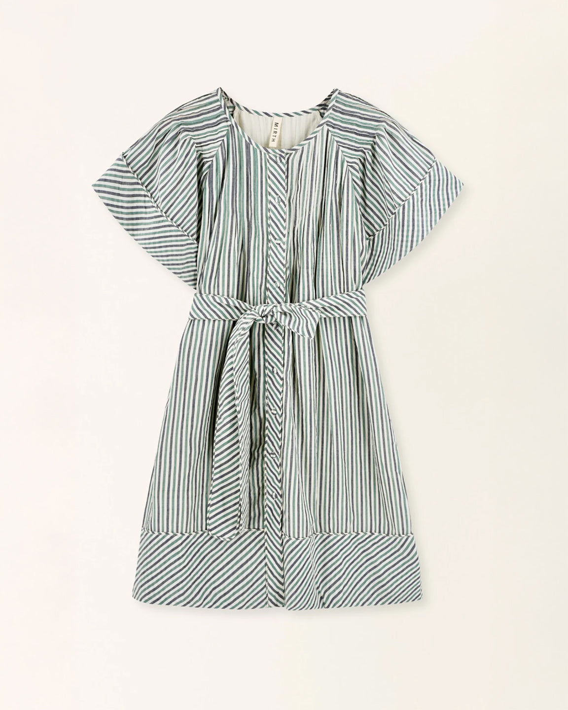 Mirth Vienna Pintuck Short Dress in Dune Stripe