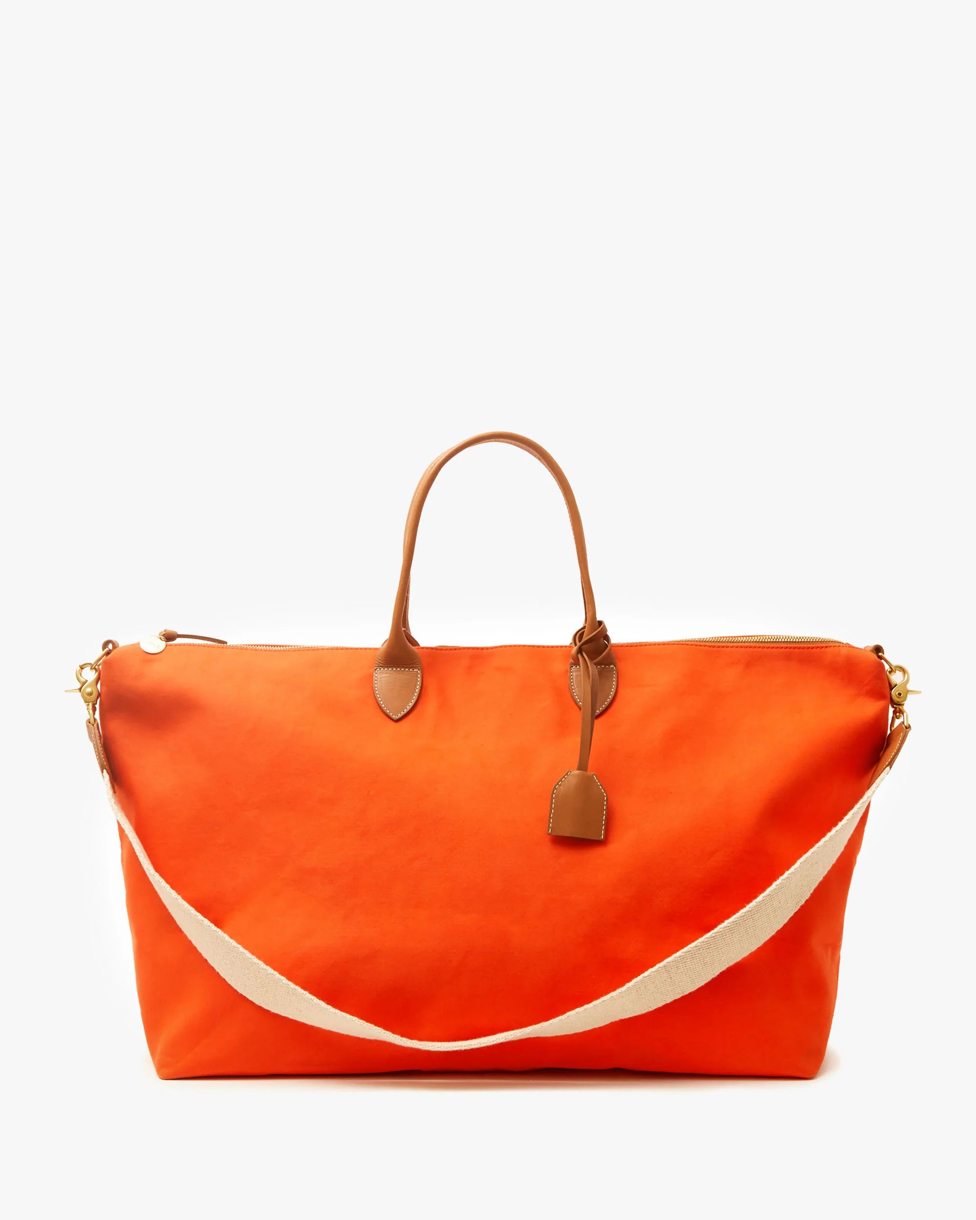 Clare V. Weekender in Tangerine Canvas