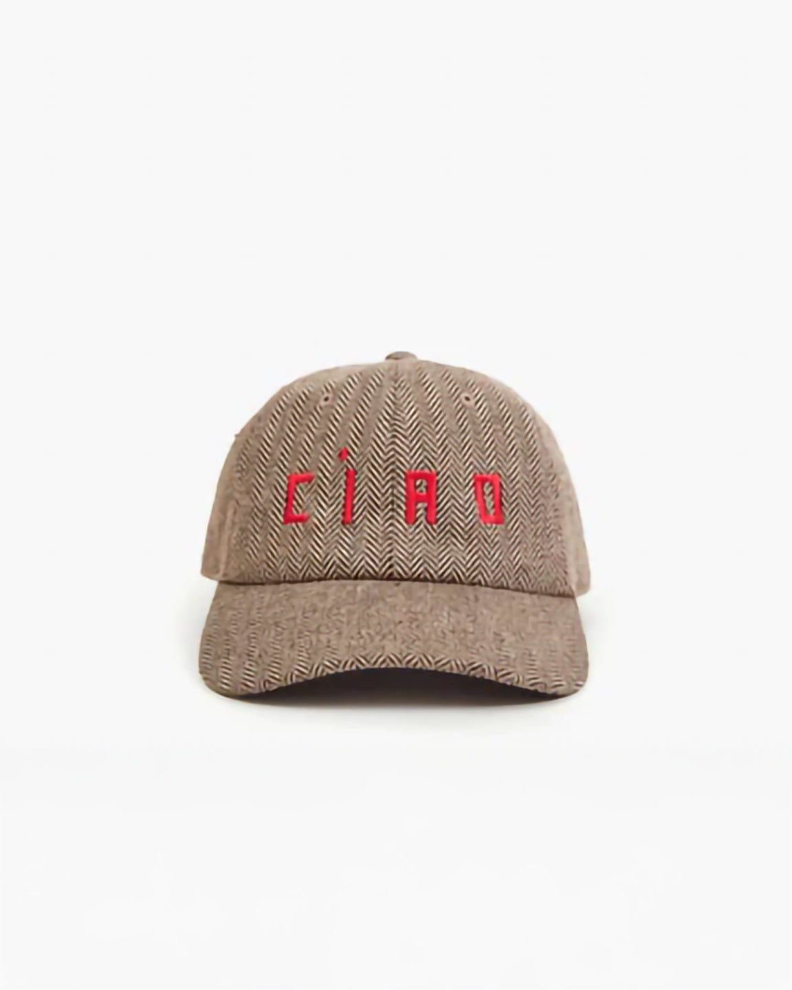 Clare V. Wool Baseball Hat - Embroidered Ciao In Taupe