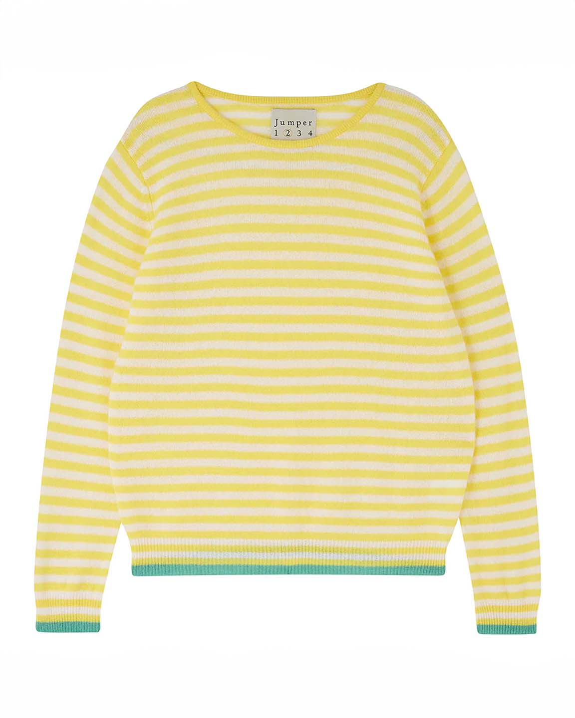 Jumper 1234 Tipped Little Stripe Crew in Light Yellow Lily and Mint