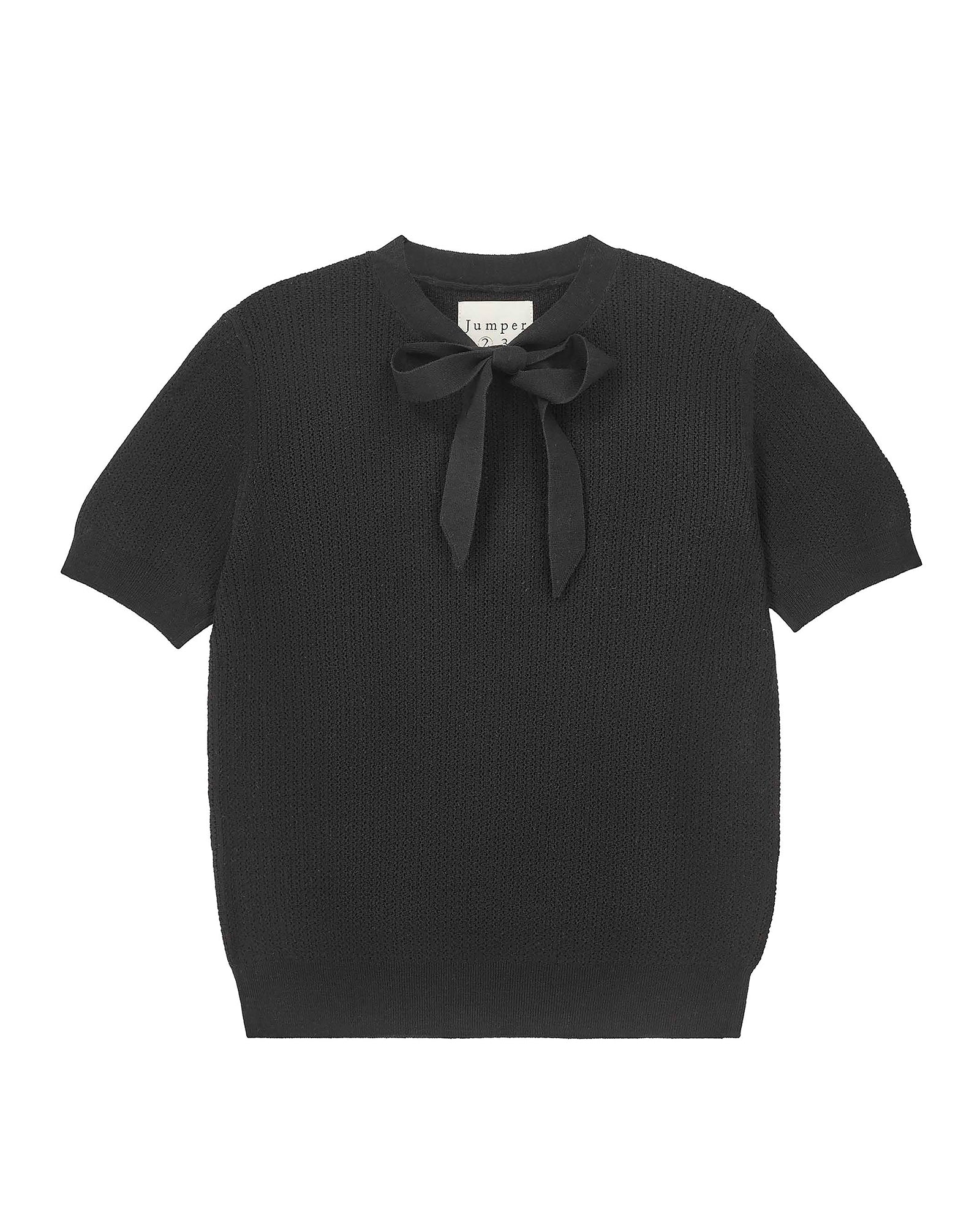 Jumper 1234 Ribbed Pointelle Tee In Black