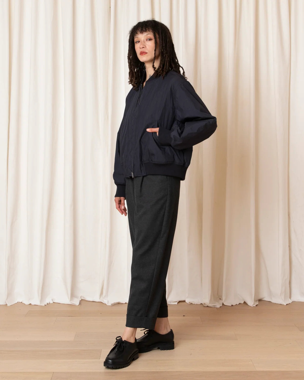 Ali Golden Bomber Jacket In Navy