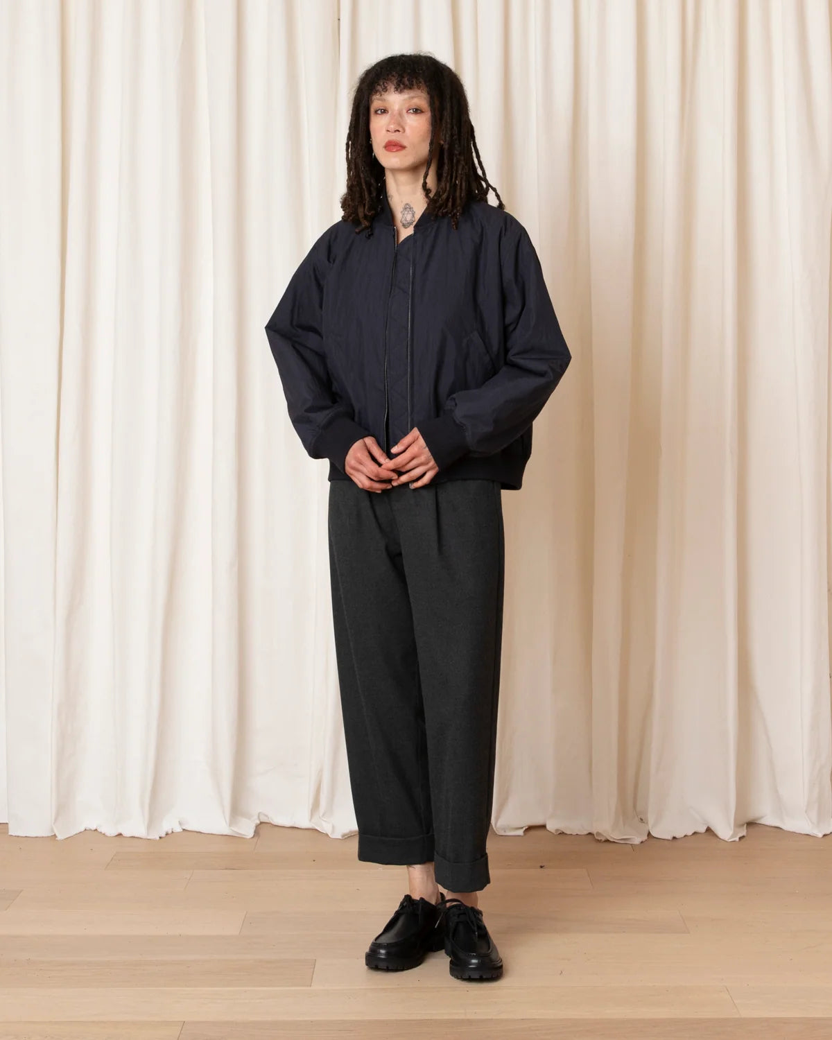 Ali Golden Bomber Jacket In Navy