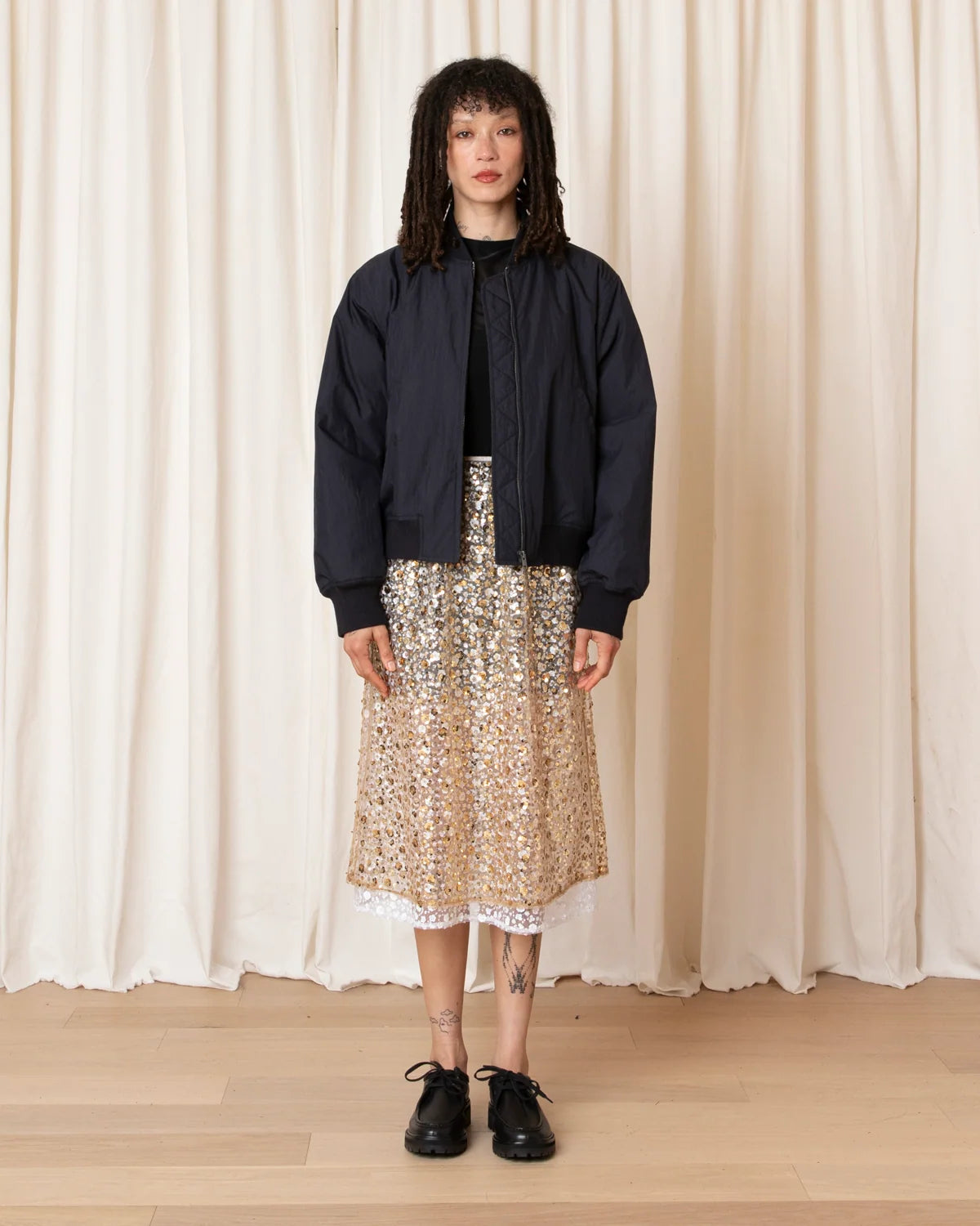 Ali Golden Bomber Jacket In Navy
