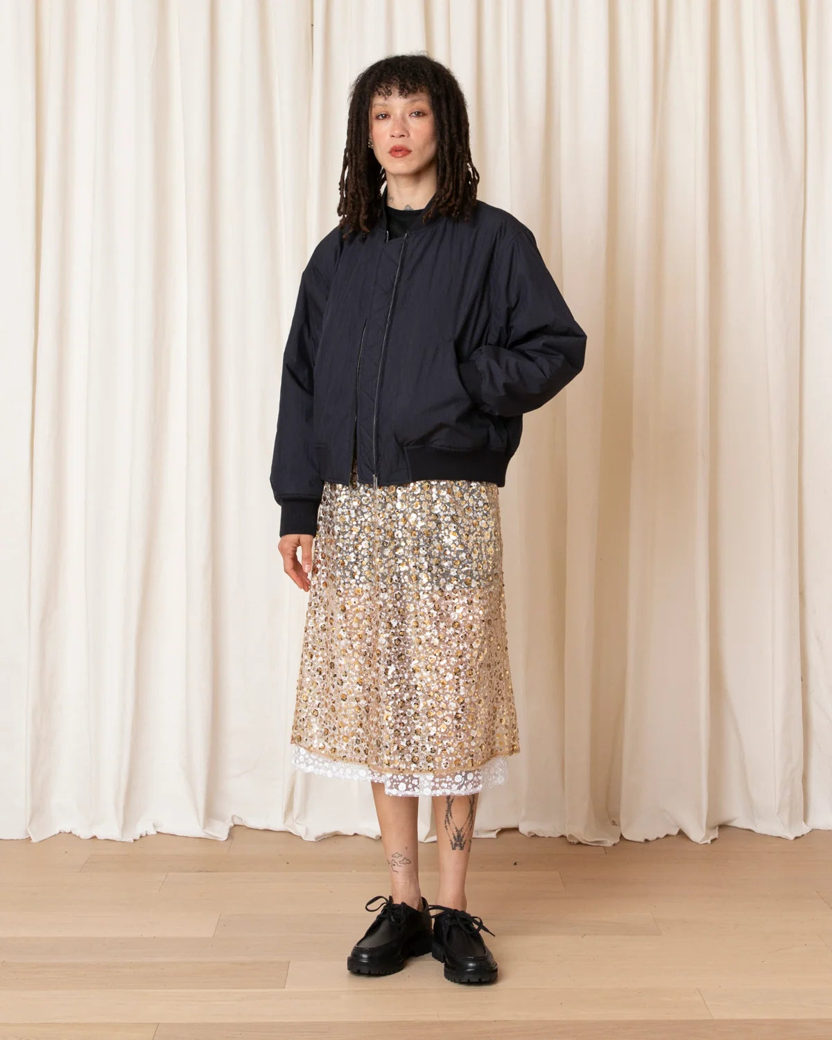 Ali Golden Bomber Jacket In Navy