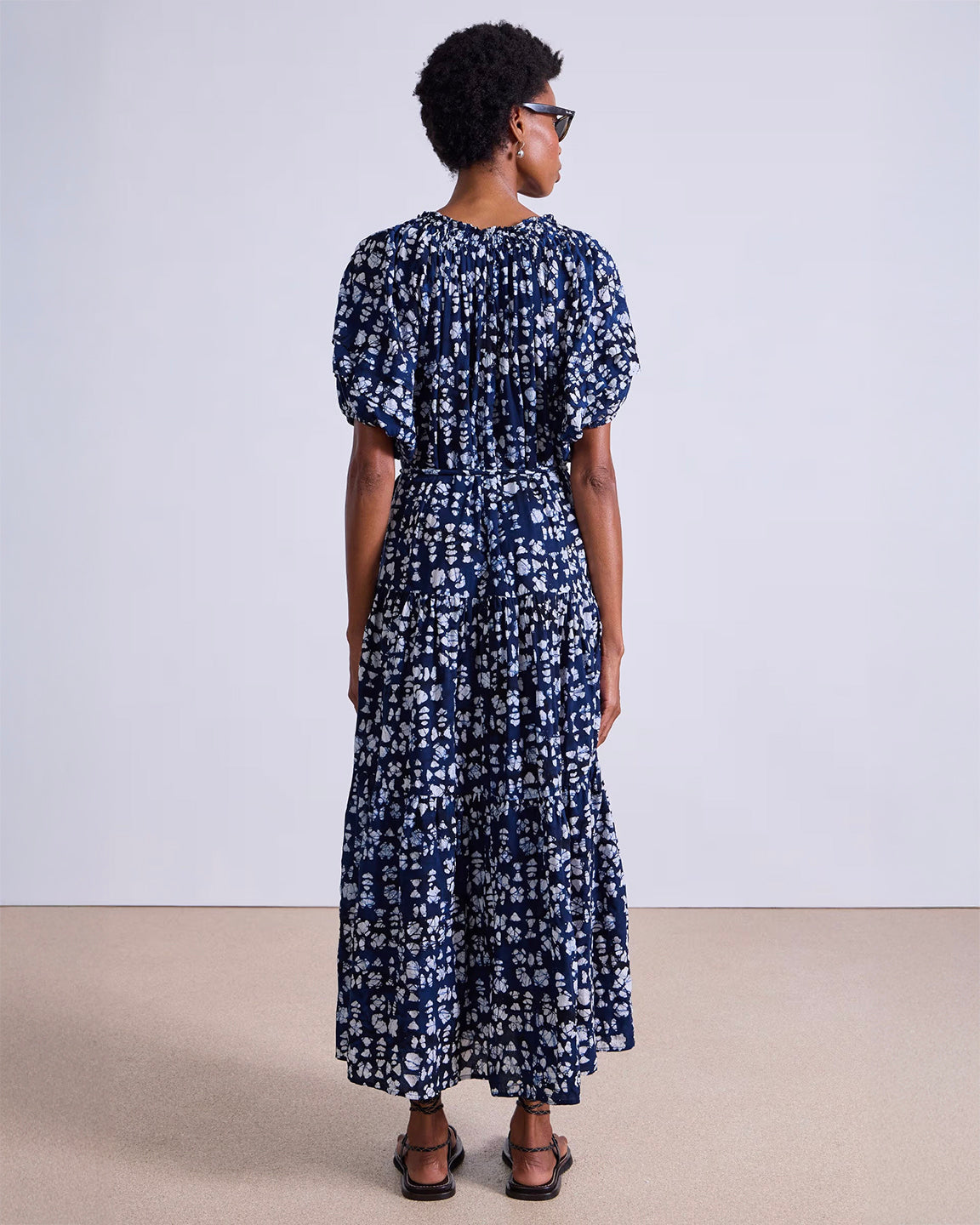 Apiece Apart Uva Romantic Maxi Dress in Batik Geo Indigo