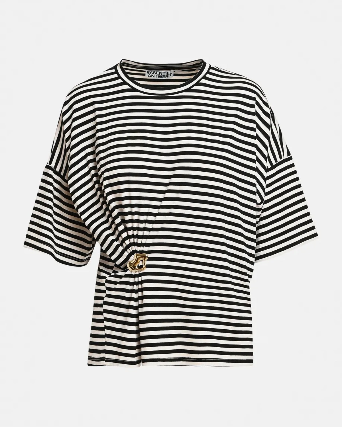 Essentiel Antwerp Kriss Striped T-Shirt with Brooch