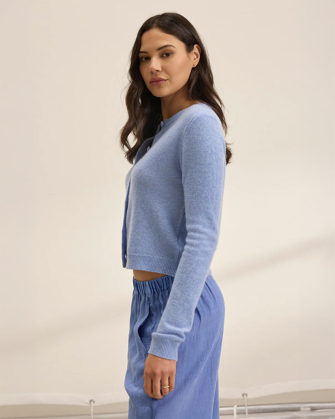 Velvet By Graham & Spencer x Cleo Wade Chrichet L/S Crew Cardigan in Sky
