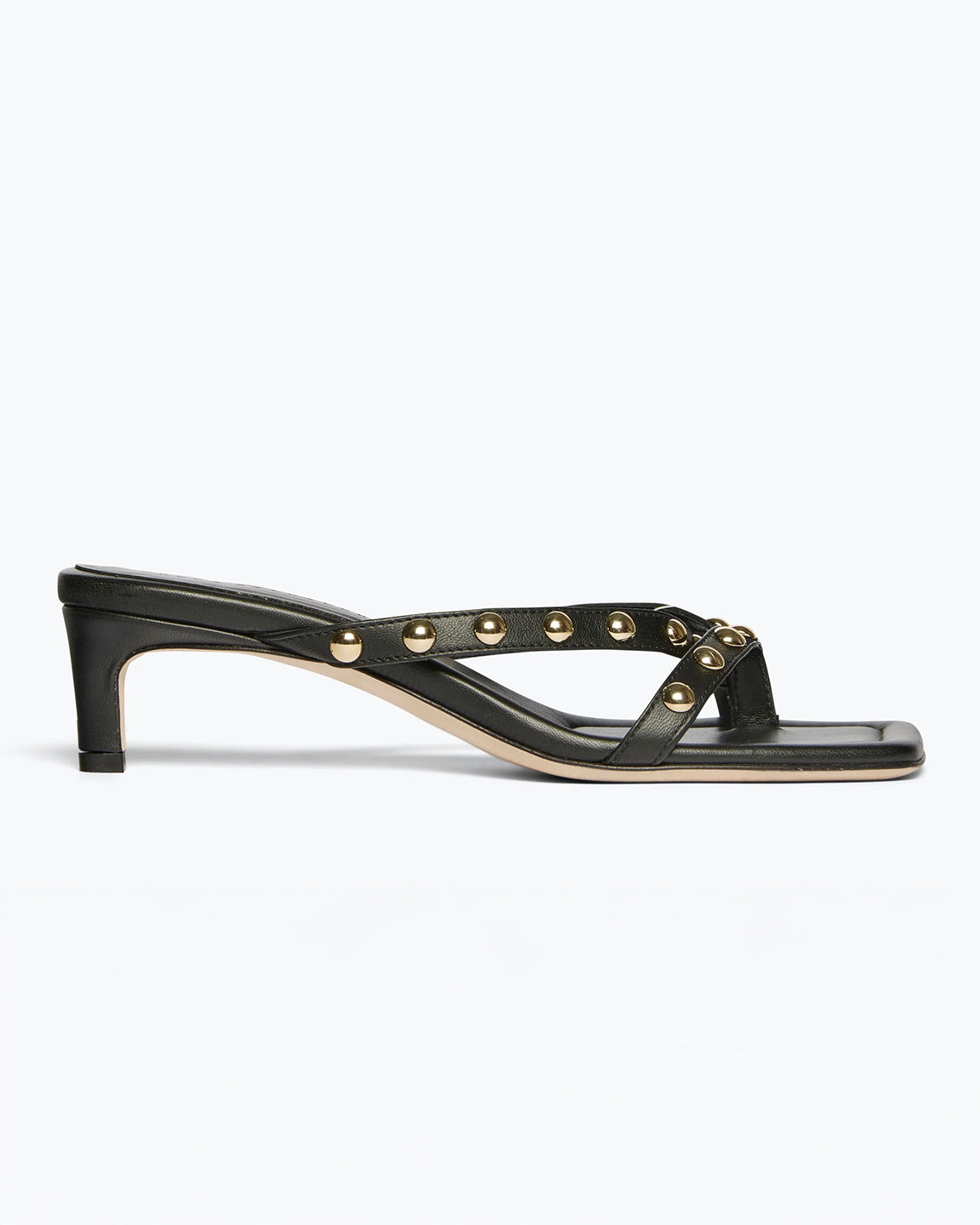 Freda Salvador Elaine Pump in Black Nappa With Gold Studs