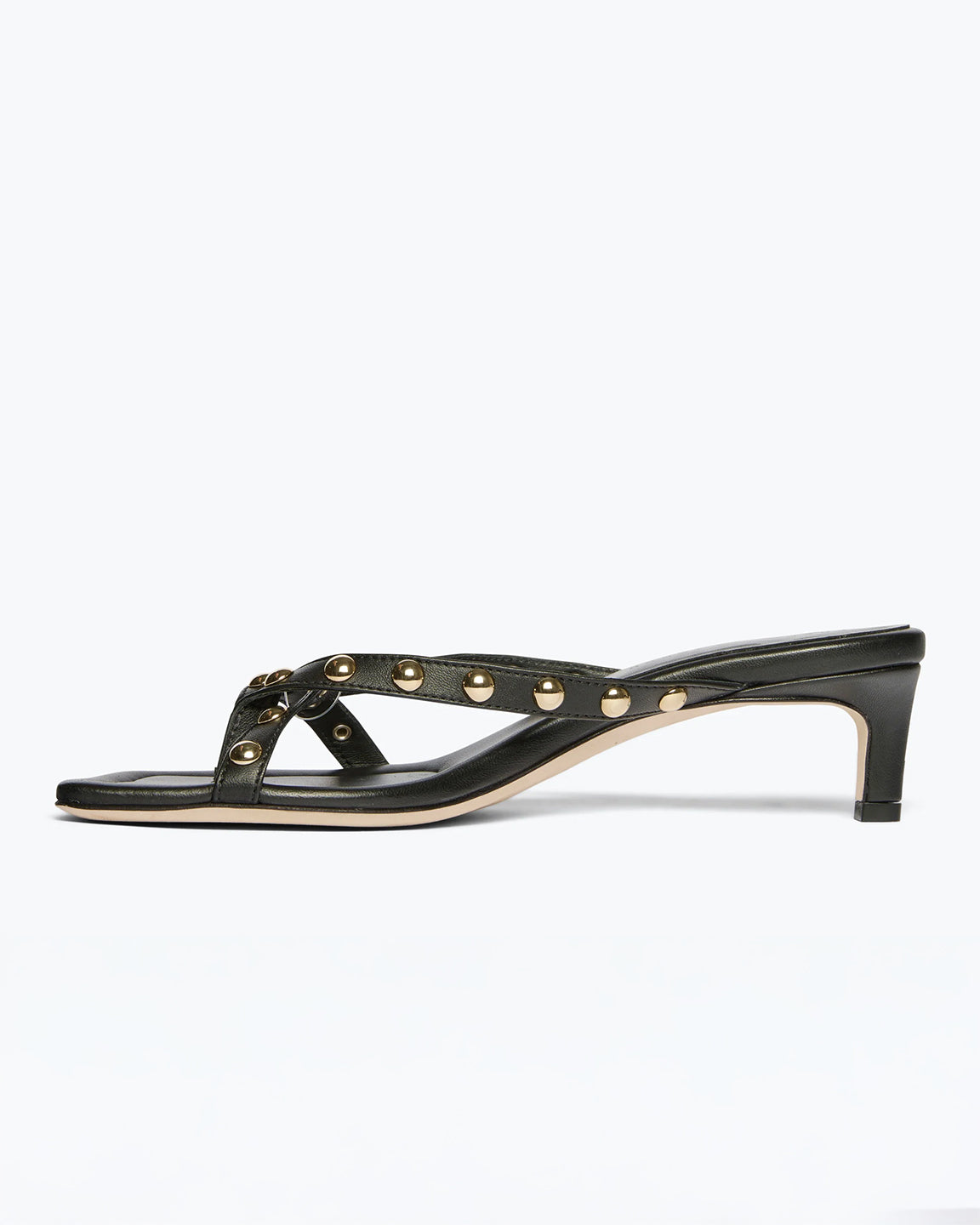 Freda Salvador Elaine Pump in Black Nappa With Gold Studs