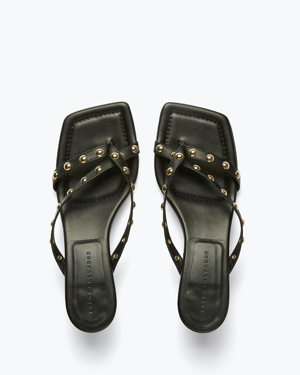 Freda Salvador Elaine Pump in Black Nappa With Gold Studs
