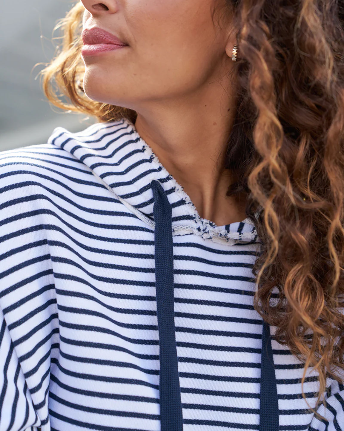 Frank & Eileen Kane Capelet Hoodie in White and British Royal Navy Stripe