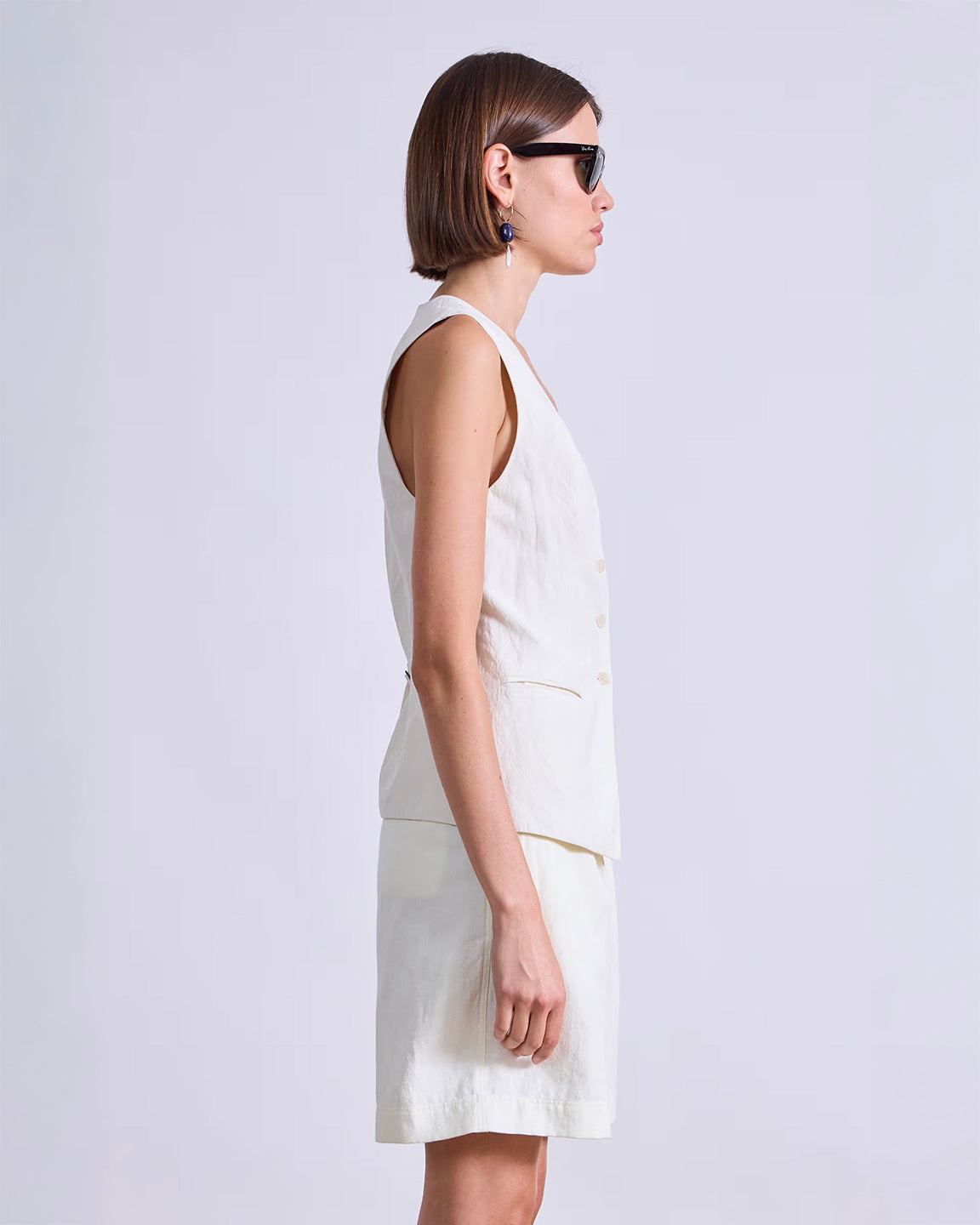 Apiece Apart Helena V-Neck Vest in Cream