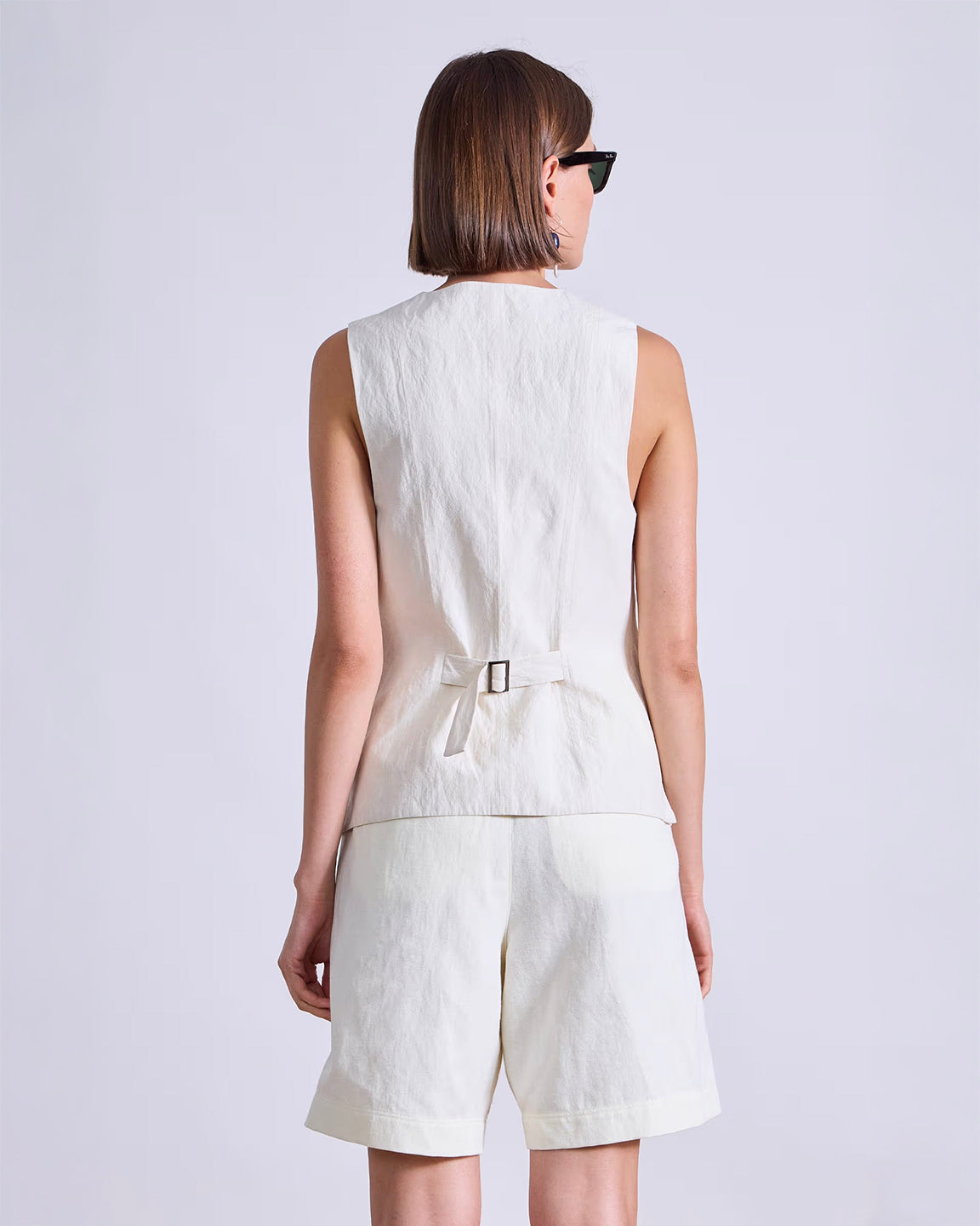 Apiece Apart Helena V-Neck Vest in Cream