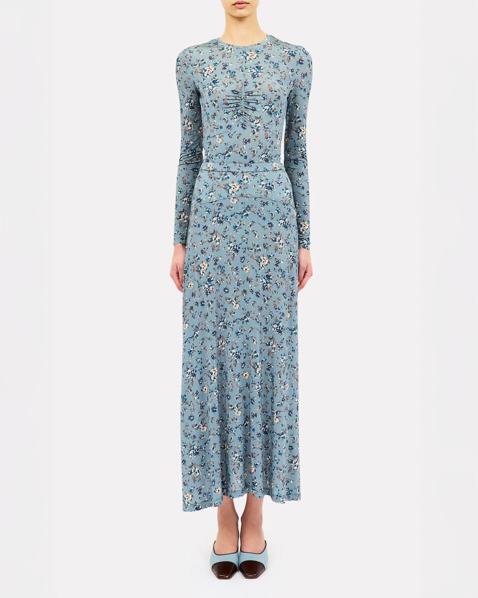 Ulla Johnson Neri LS Jersey Top In Celeste Floral