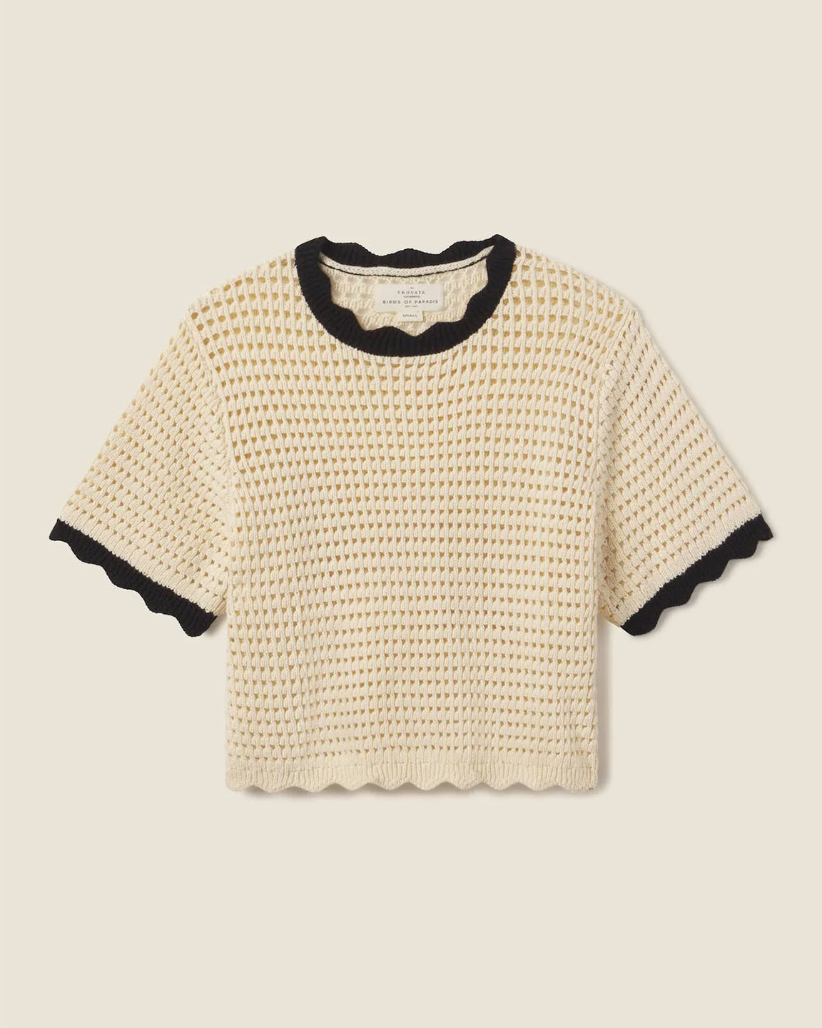 Trovata Jules Sweater T-Shirt in Antique White with Black Trim