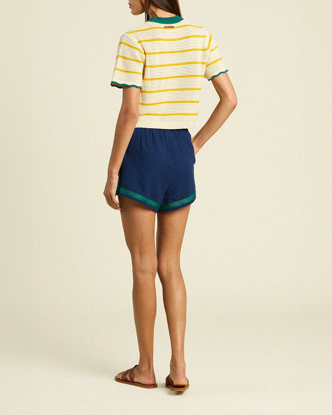 Trovata Birds of Paradis Jules Sweater T-Shirt In Yellow Stripe