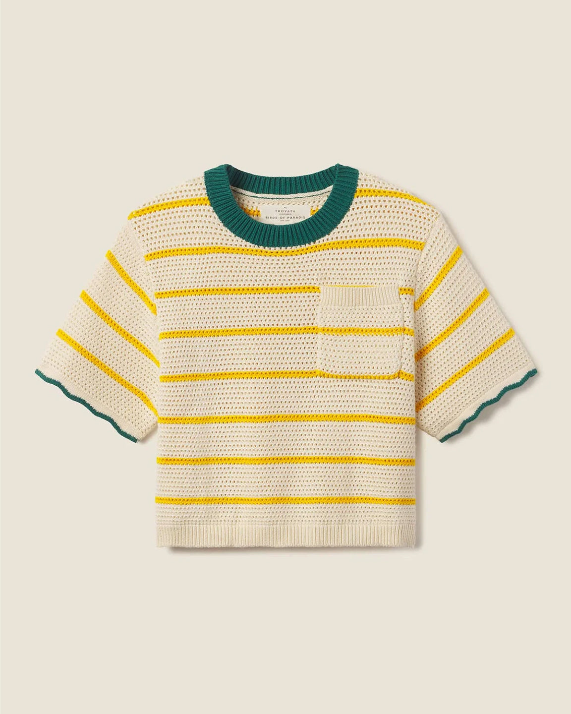 Trovata Birds of Paradis Jules Sweater T-Shirt In Yellow Stripe