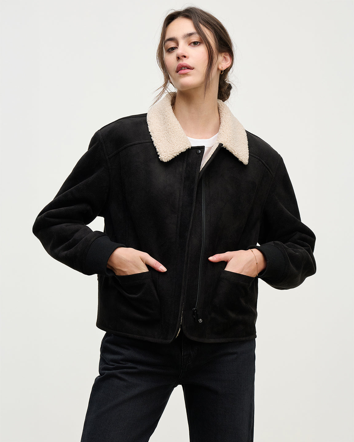 velvet by Graham and Spencer Juno Coat in Black/Cream