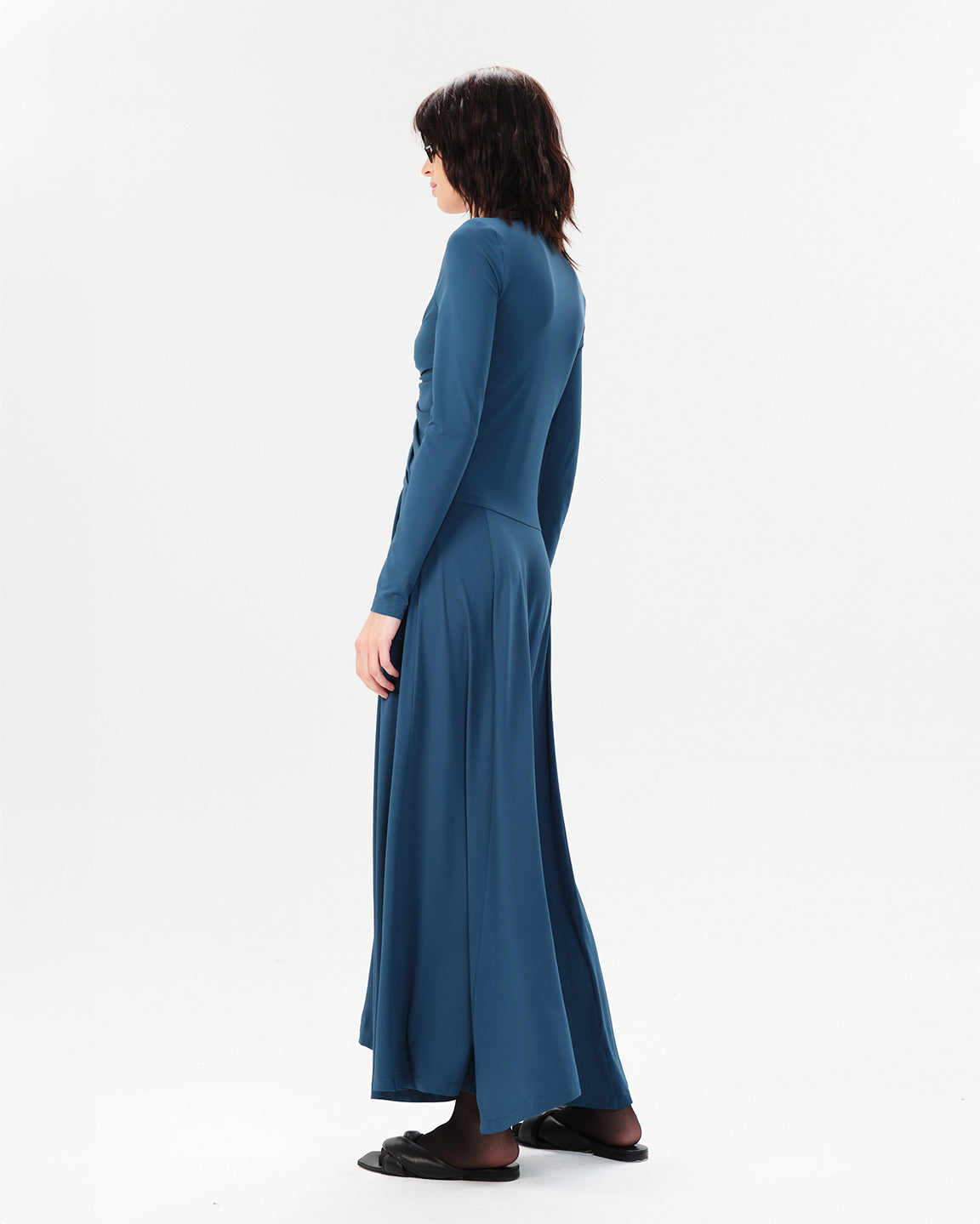 Maria Cher Vera Bailey Midi Dress in Deep Blue