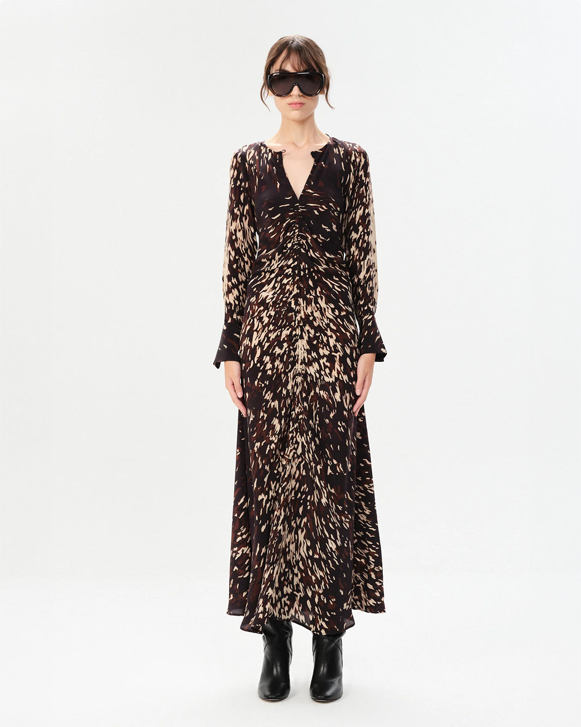 Maria Cher Callao Anouk Long Dress in Earth Tones