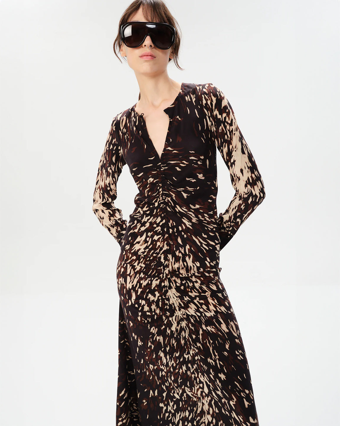 Maria Cher Callao Anouk Long Dress in Earth Tones